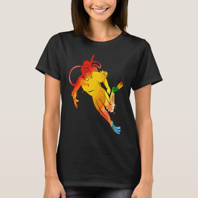 Camiseta Colorful Pop Portrait Scuba Diving (Frente)