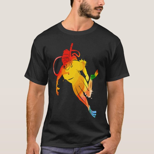 Camiseta Colorful Pop Portrait Scuba Diving (Frente)