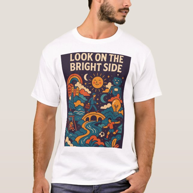 Camiseta Colorful Positive Life Illustration (Frente)