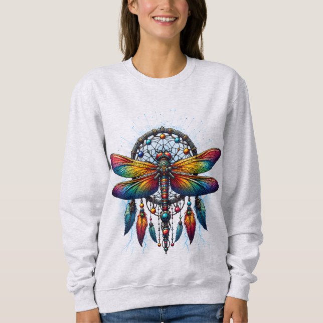 Camiseta Colorful Psychedelic Dragonfly Dreamcatcher Boho (Frente)
