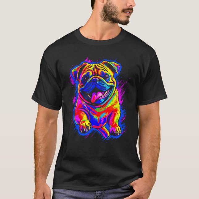 Camiseta Colorful Pug Dog (Frente)