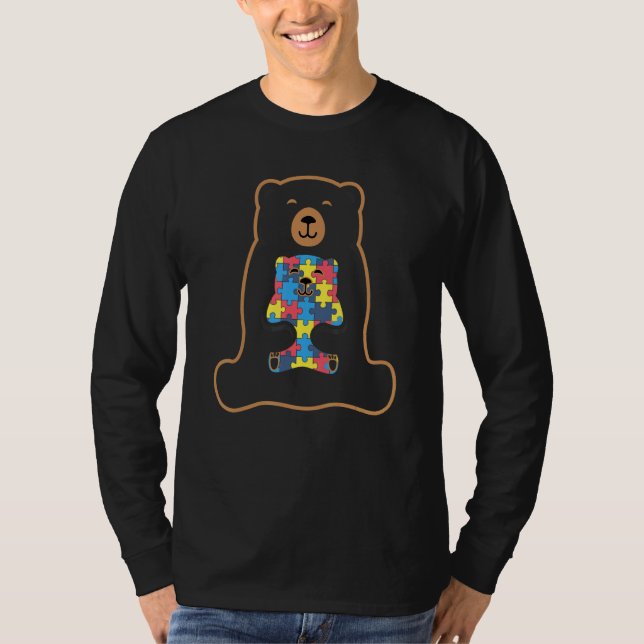 Camiseta colorful puzzle pieces Autism Awareness   bear (Frente)