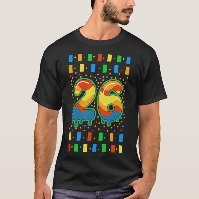 Camiseta Colorful Rainbow Drip Number 26  (Frente)