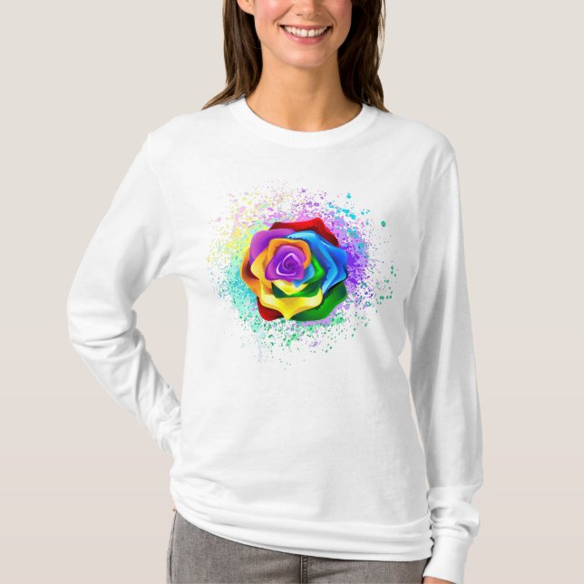 Camiseta Colorful Rainbow Rose (Frente)