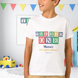 Camiseta Colorful Retro Block Design First Birthday