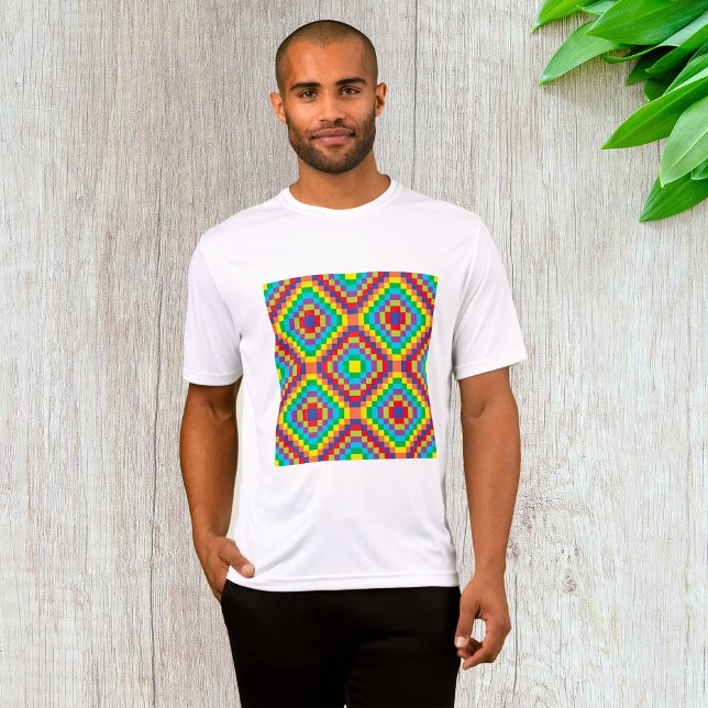 Camiseta Colorful Retro Optical Illusion Geometric Rainbow (Criador carregado)