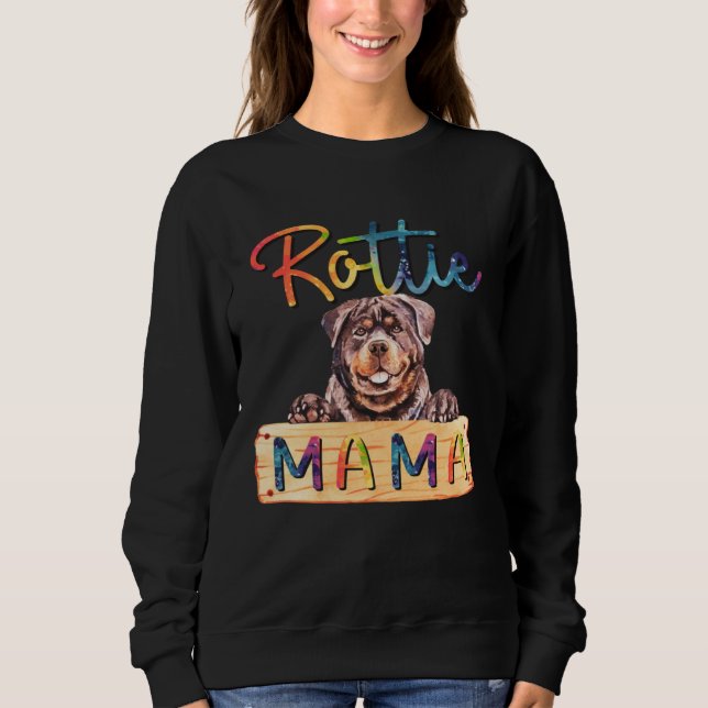 Camiseta Colorful Rottweiler Rottie Mama  Dog Mom (Frente)