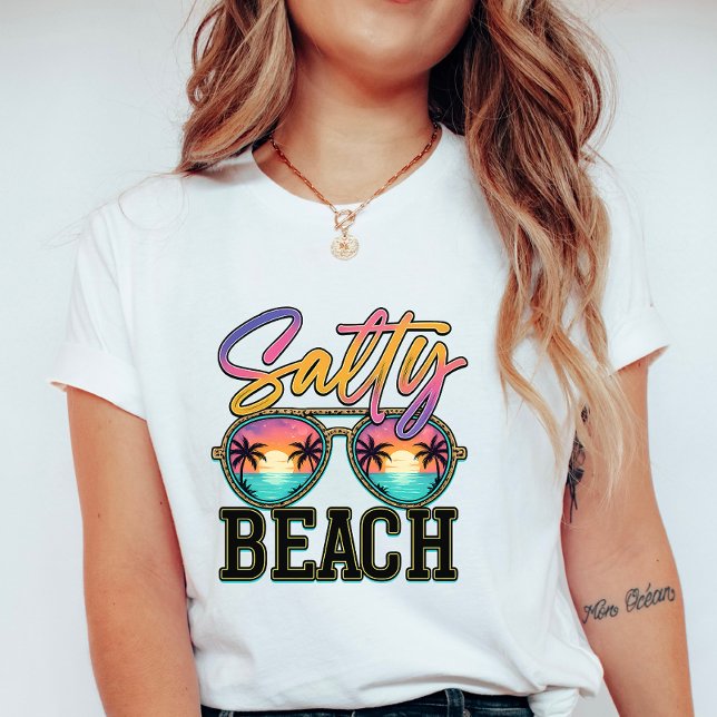 Camiseta Colorful Salty Beach Sunglasses; Summer Vacation (Criador carregado)