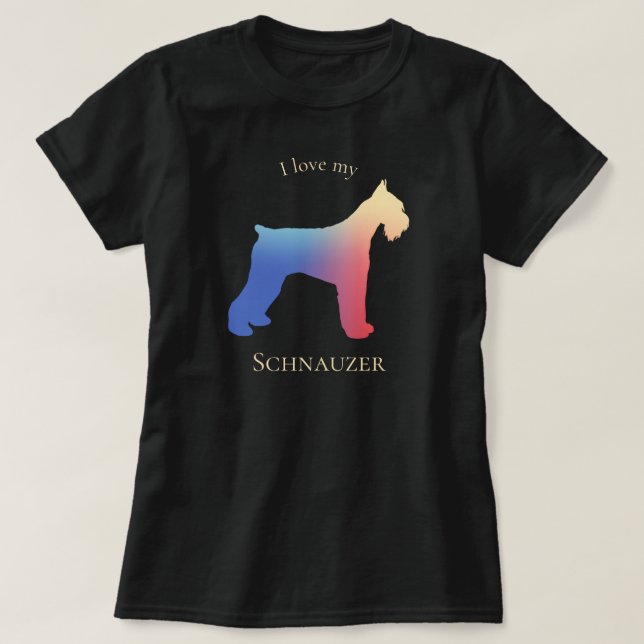 Camiseta Colorful Schnauzer Silhouette (Frente do Design)
