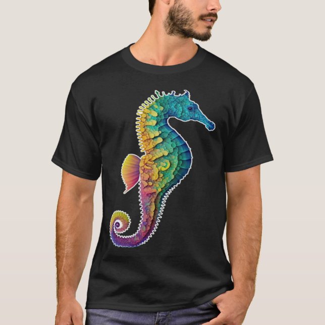 Camiseta Colorful seahorse  Underwater  Diving  Aquarists (Frente)