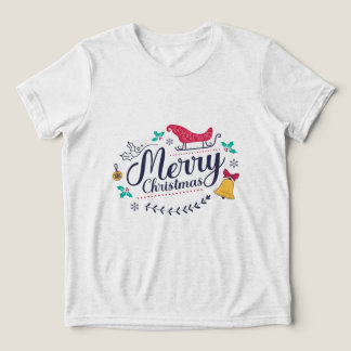 Camiseta Colorful Sleigh and Bell Merry Christmas Festive T