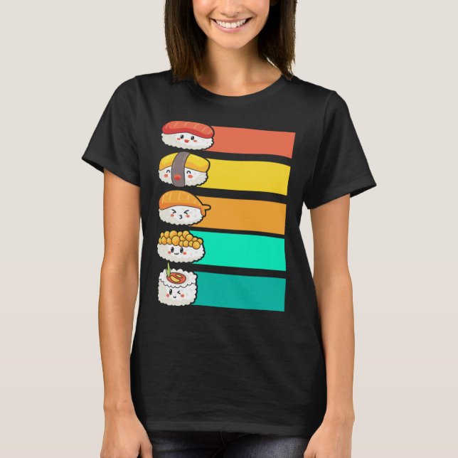 Camiseta Colorful Sushi Japanese Food Sashimi (Frente)