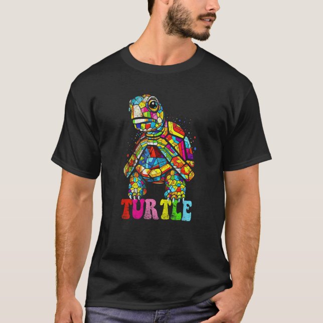 Camiseta colorful Turtle Retro Throwback Sea Vacation Psych (Frente)