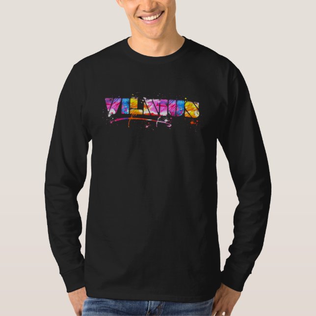 Camiseta Colorful Vilnius Lettering  Watercolor Vilnius (Frente)