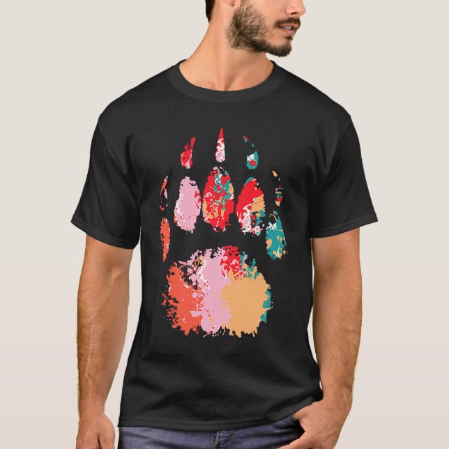 Camiseta Colorful Wild Animal Paw Wilderness Wildlife Natur (Frente)