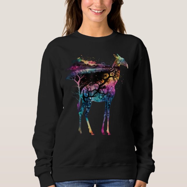 Camiseta Colorful Wilderness Nature Giraffe Reflection (Frente)