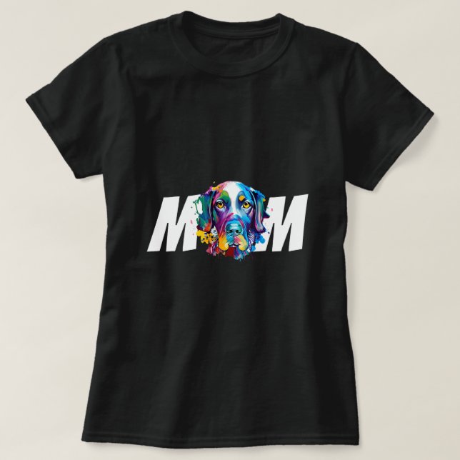 Camiseta Colorida Alemã Curta Mamãe Cachorro Amadurece Mães (Frente do Design)