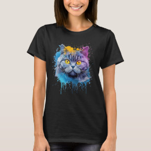 Camiseta Colorida Arte De Lixo De Gato Britânico