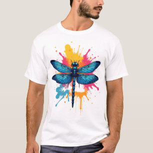 Camiseta Colorida Arte Pop Art pintada Libélula Artística