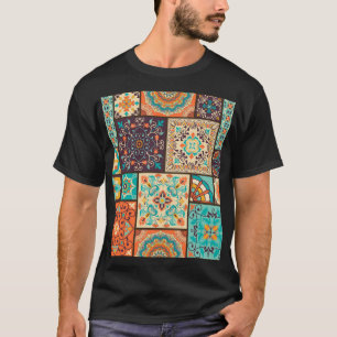Camiseta Colorida azulejo de retalhos: Motivos islâmicos.