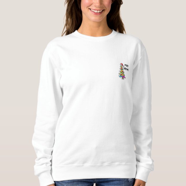 Camiseta Colorida Camisola de árvore de Natal (Frente)