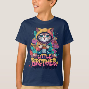 Camiseta Colorida Chibi Hooded Cat Little Brother