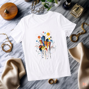 Camiseta Colorida Cidade Abstrata   Arte Urbana Vi