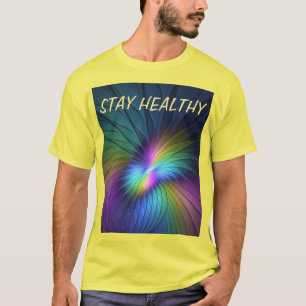 Camiseta Colorida Com Arte Fractal Abstrato Moderna Azul
