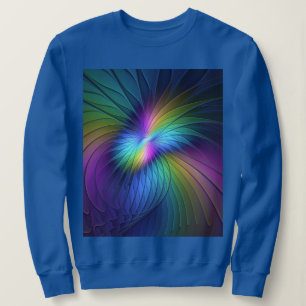 Camiseta Colorida Com Arte Fractal Abstrato Moderna Azul