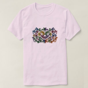 Camiseta Colorida com Padrão Humano Abstrato   Mod