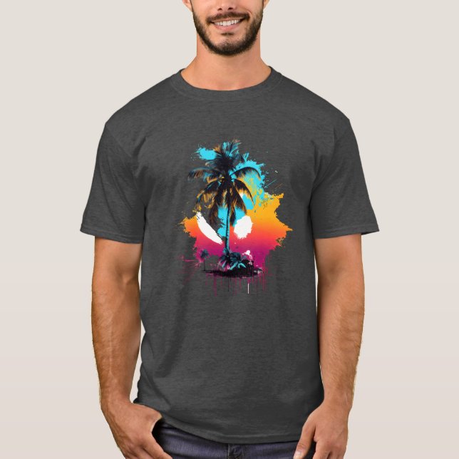 Camiseta colorida de coco estilo anos 90 (Frente)