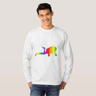 Camiseta Colorida de Mergulho Arco-Íris Manga Long