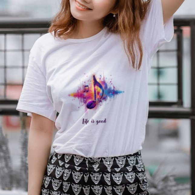 Camiseta Colorida de Nota Musical, A Vida é Boa (Criador carregado)