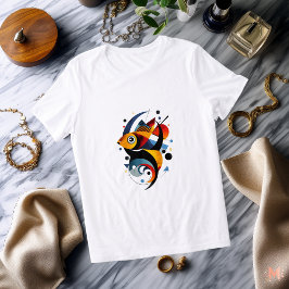 Camiseta Colorida de Peixe Abstrato | Geométrico M