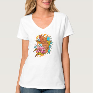 Camiseta Colorida de Peixe Dourado Koi