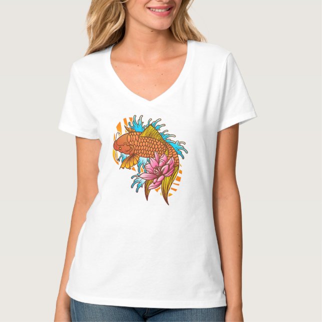 Camiseta Colorida de Peixe Dourado Koi (Frente)
