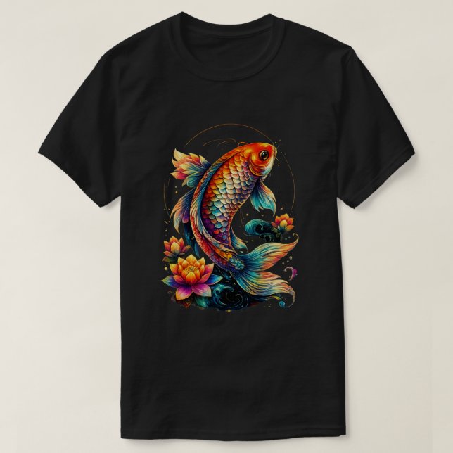 Camiseta Colorida de Peixe Koi | Koi Carp Japonês (Frente do Design)