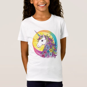 Camiseta Colorida De Unicórnio Para Crianças