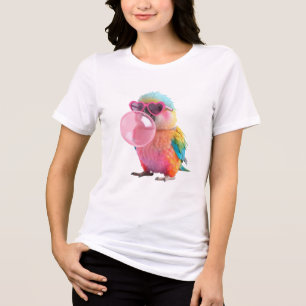 Camiseta Colorida do Papagaio Pássaro Bubblegum