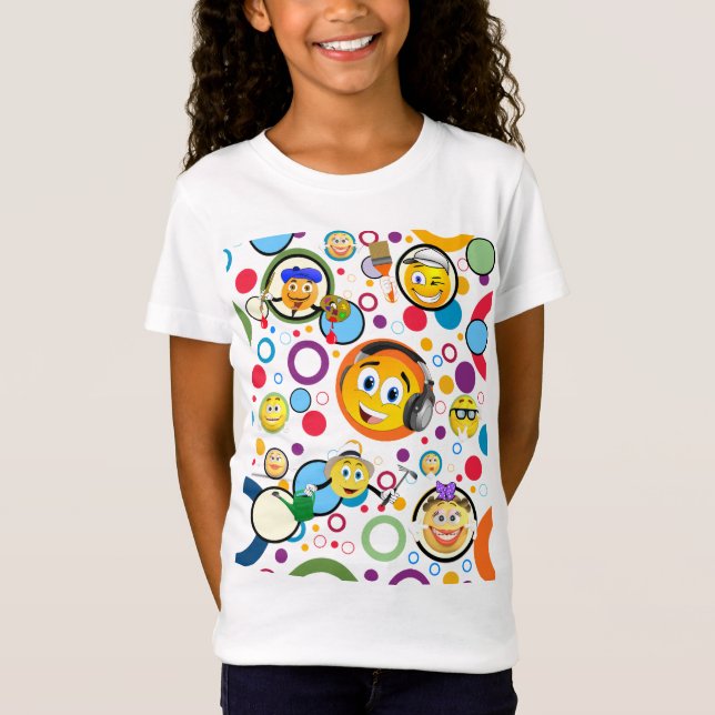Camiseta Colorida Emoji Faces T-Shirt (Frente)