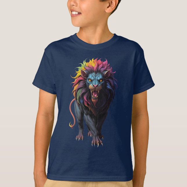 Camiseta Colorida Fantasy Art a Lion (Frente)