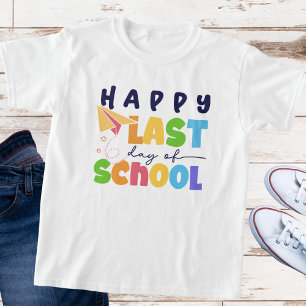 Camiseta Colorida "Feliz Último Dia da Escola" Criança