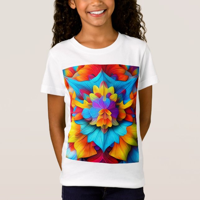 Camiseta Colorida Floral Mandala Design (Frente)