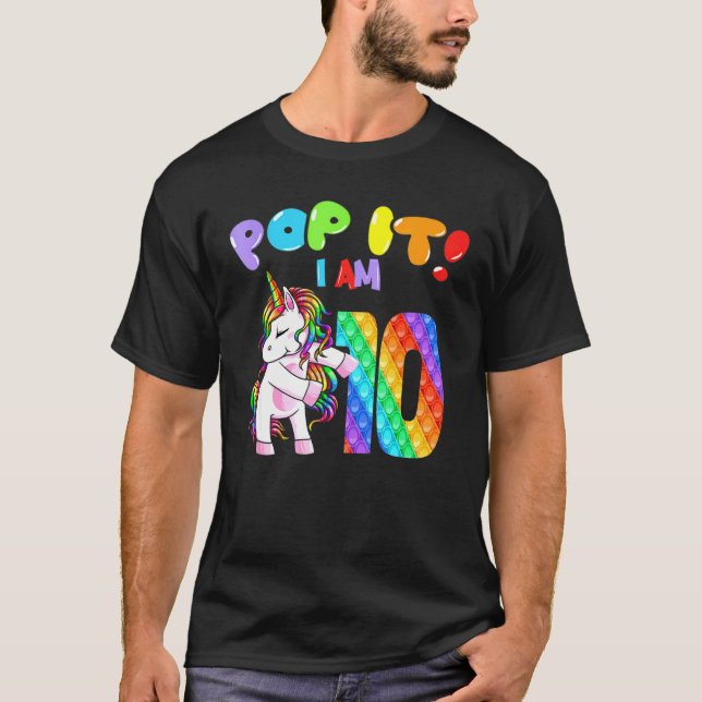 Camiseta Colorida Gameboard 10th Fidget Pop It Birthday Gir (Frente)