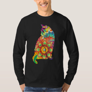 Camiseta Colorida Gato Lover Felino Abstrato Psicodélico