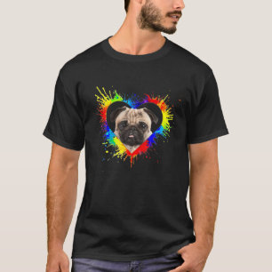 Camiseta Colorida Heart Pug Dog Love-R Pai Mãe, Garoto Gi