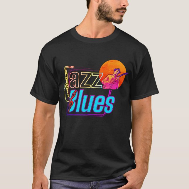 Camiseta Colorida Jazz & Blues Vibes (Frente)