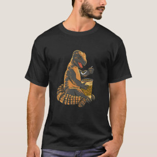 Camiseta Colorida Lizard Comendo Feijões Realistas