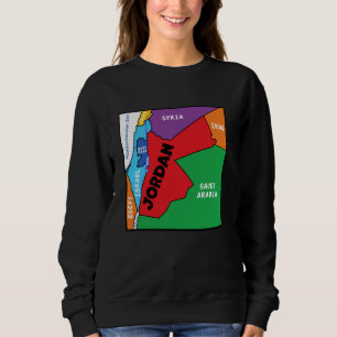 Camiseta Colorida mapa simplificado da Jordânia, país vizin