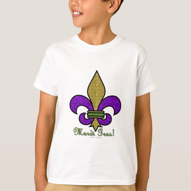 Camiseta Colorida Mardi Gras Fleur De Lis (Frente)